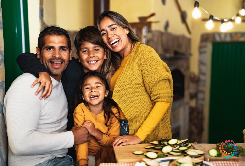 smiling hispanic family